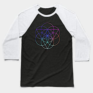 Neon Geometric Glyph Mandala Sigil Rune Sign Seal Cool Blue and Violet  - 352 Baseball T-Shirt